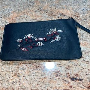 Black floral wristlet